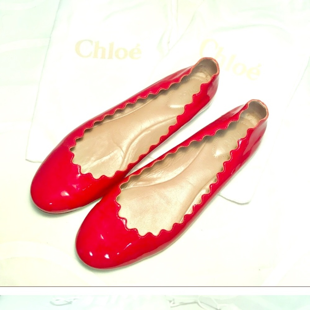 Chloe Lauren scalloped flats patent leather sz38